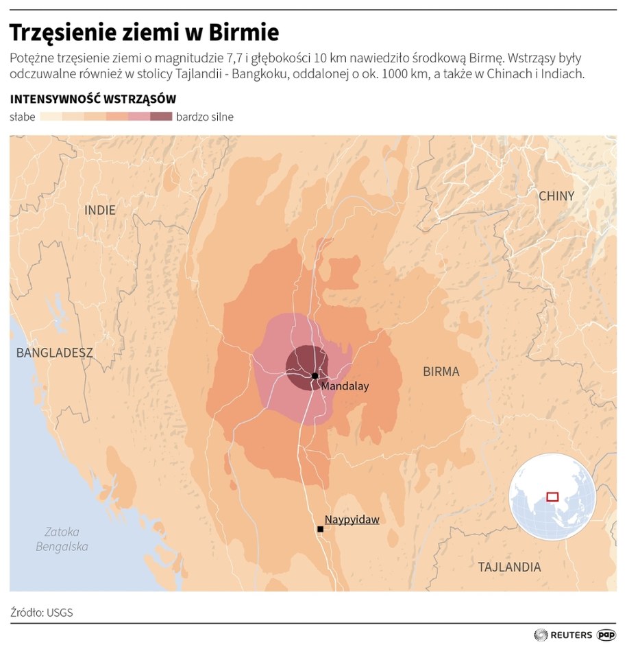 Trzęsienie ziemi w Birmie /Michał Czernek /PAP