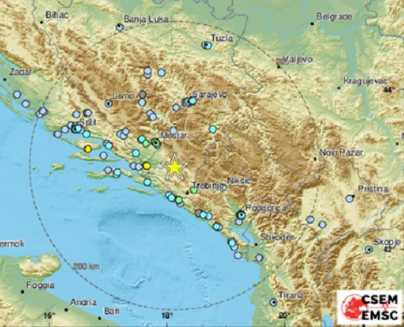 Trzęsienie ziemi w Bośni i Hercegowinie. EMSC oszacowało siłę