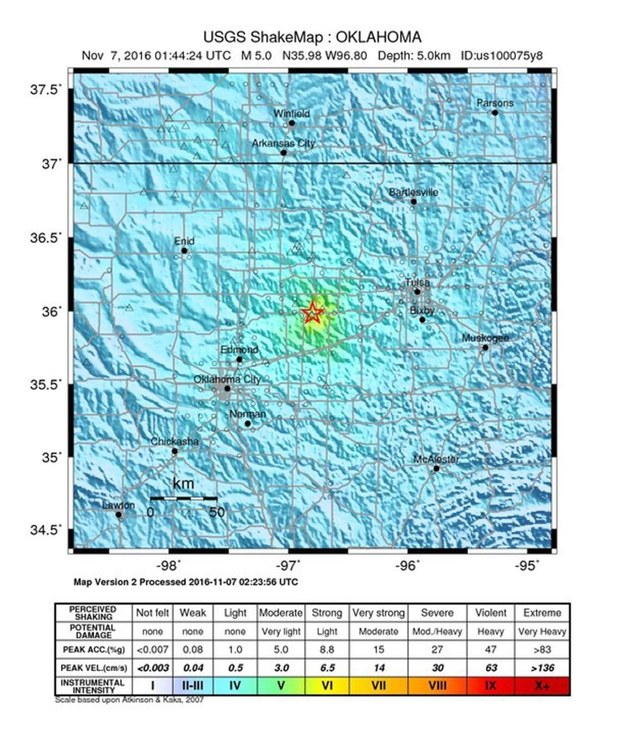 Trzęsienie ziemi w Oklahomie /Handout /PAP/EPA