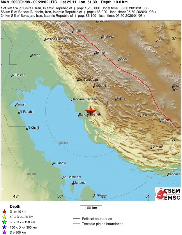 Trzęsienie ziemii w Iranie /Europejsko-Śródziemnomorskie Centrum Sejsmologiczne /