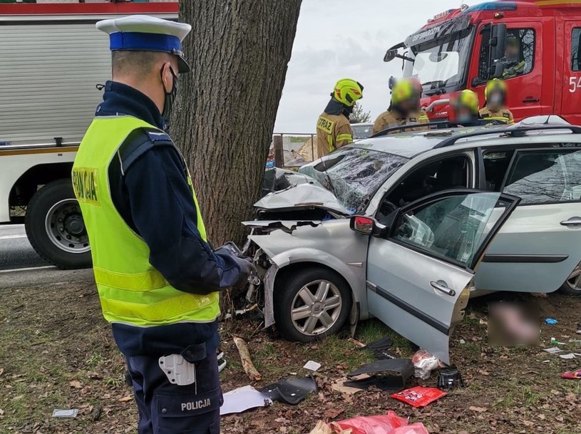 Trzy osoby jadące Renault zginęły, czwarta została poważnie ranna /Policja