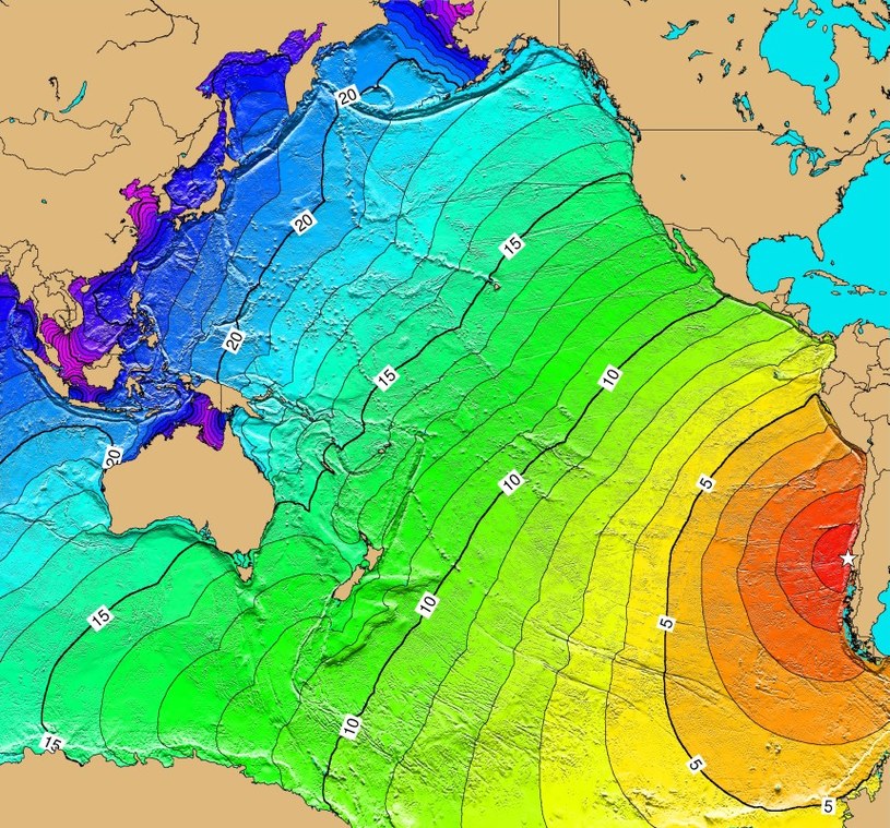 Tsunami rozpoczęte przez trzęsienie ziemi w Chile /National Oceanic and Atmospheric Administration (NOAA)/HANDOUT /Wikipedia