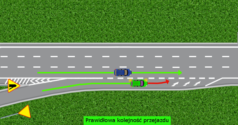 Tu pierwszeństwo ma oczywiście auto granatowe /INTERIA.PL