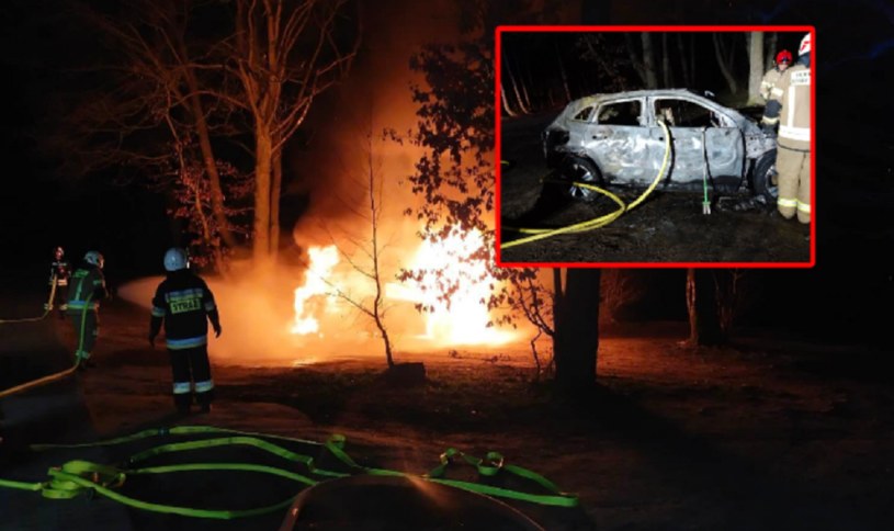 Tuchom: Pożar samochodu elektrycznego. Gaszono go przez 21 godzin /OSP Chwaszczyn /facebook.com