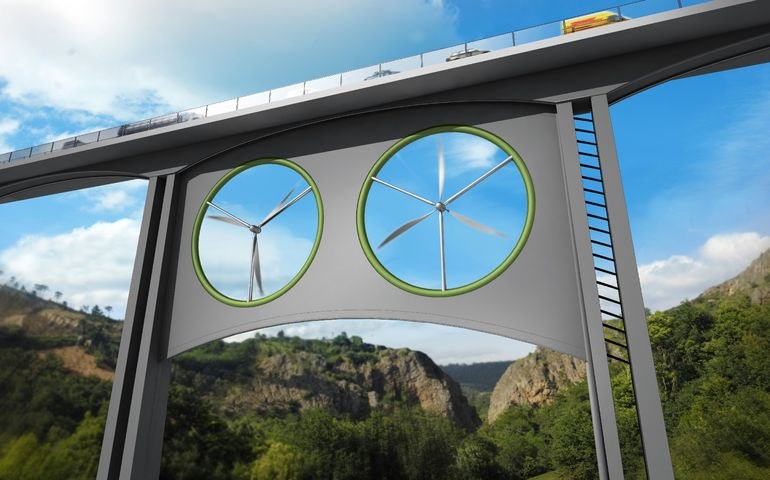 Turbiny wiatrowe między filarami mostów i wiaduktów? To możliwe /materiały prasowe