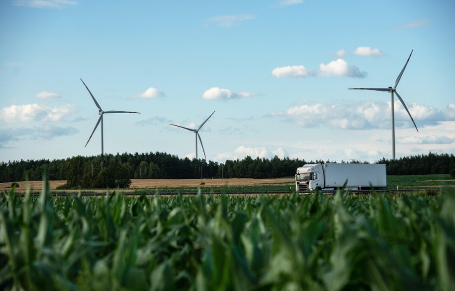 Turbiny wiatrowe na Farmie Wiatrowej Grajewo. /Michał Zieliński  /PAP