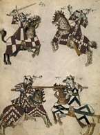 Turniej rycerski, ilustracja z rękopisu, XV w. /Encyklopedia Internautica