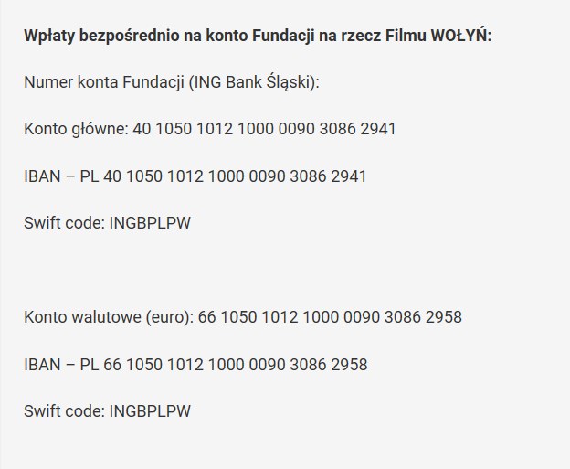 Tutaj można wpłacać pieniądze na dokończenie filmu "Wołyń" /materiały prasowe