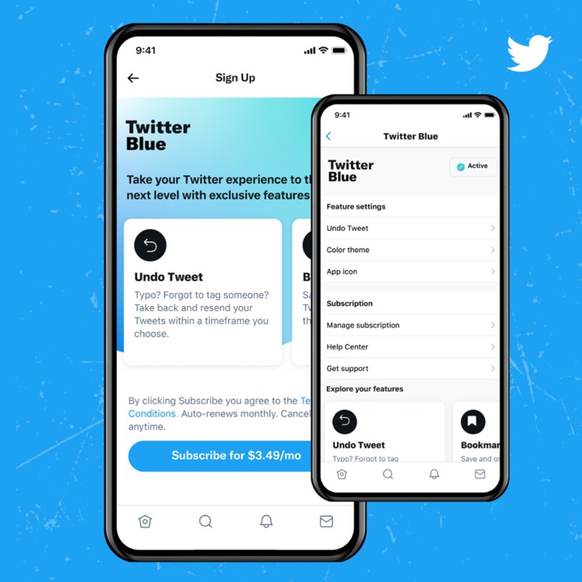 Twitter Blue - ekran główny nowej usługi /materiały prasowe