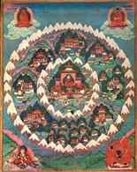 Tybetańska sztuka, tanka, sztandar przedstawiający mandalę z postacią boską w centrum /Encyklopedia Internautica