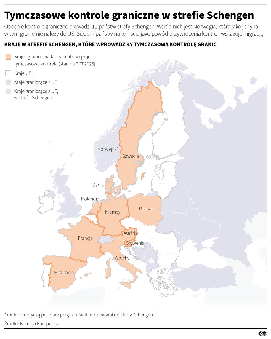 Tymczasowe kontrole graniczne w strefie Schengen /Michał Czernek /PAP