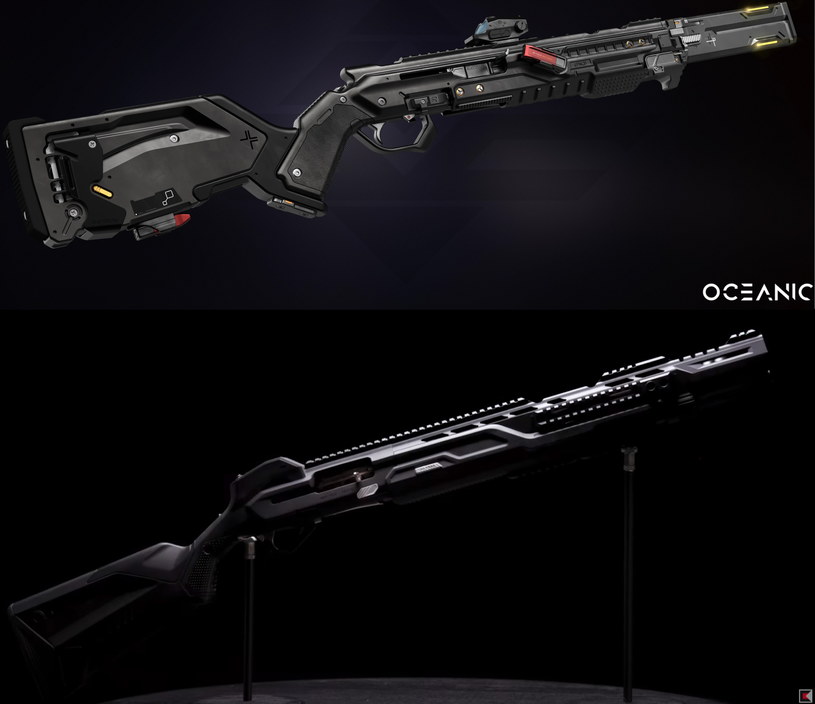 U góry projekt broni z gry Oceanic, na dole strzelba wyprodukowana przez Kalashnikov Concern /materiały prasowe
