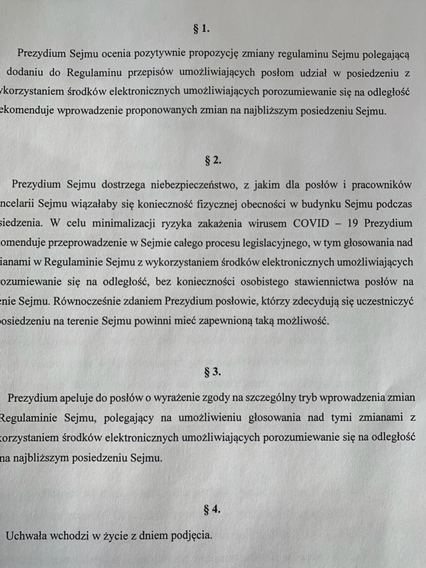 Uchwała Prezydium Sejmu /Tomasz Skory  /RMF FM
