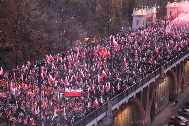 Uczestnicy Marszu Niepodległości, 11 bm. w Warszawie. /Paweł Supernak /PAP