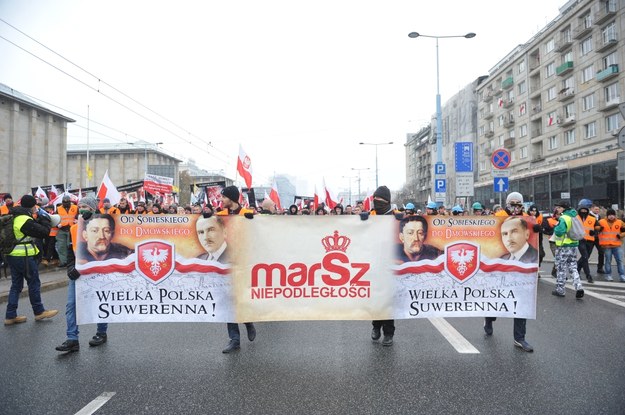 Uczestnicy Marszu Niepodległości /Marcin Obara /PAP