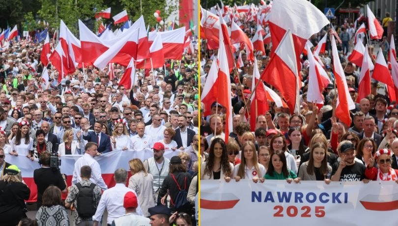 Uczestnicy obu zgromadzeń /PAP/Paweł Supernak/Leszek Szymański /PAP