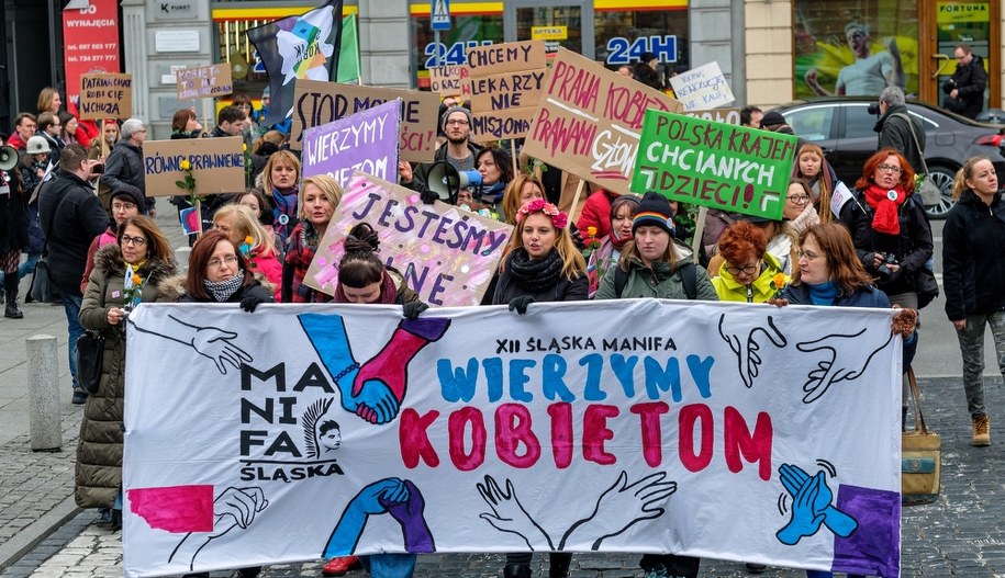 Uczestniczki Śląskiej Manify / 	Andrzej Grygiel    /PAP