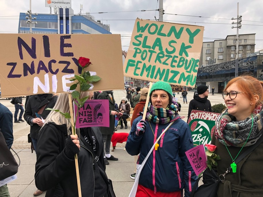 Uczestniczki Śląskiej Manify /Anna Kropaczek /PAP
