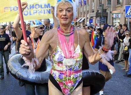 Uczestnik parady gejowskiej w Sztokholmie, lipiec 2007 /AFP