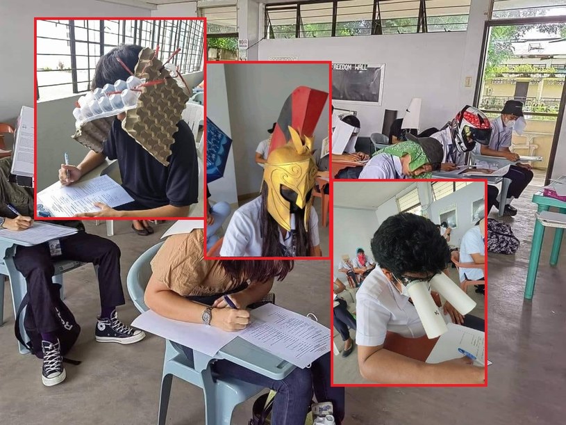 Uczniowie jednej ze szkół w Filipinach stworzyli specjalne  "czapki przeciwko oszustwom" /Facebook/Mandane-Ortiz R Mary Joy /materiały prasowe