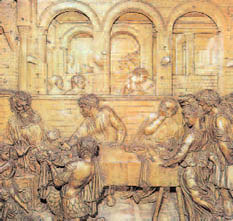 Uczta Heroda, relief w chrzcielnicy w baptysterium w Sienie, Donatello, 1423-27 /Encyklopedia Internautica