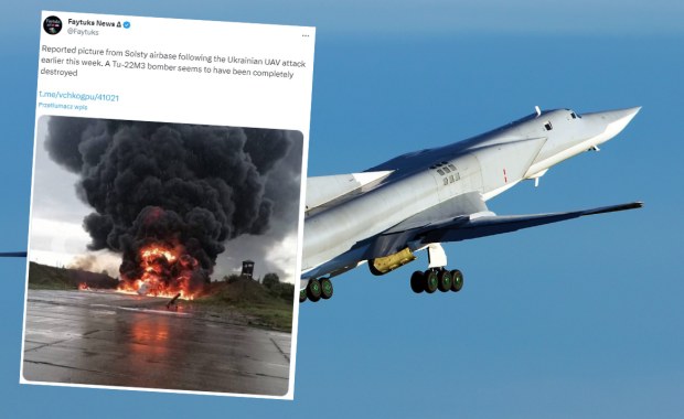 Udany atak ukraińskiego drona. Zniszczony rosyjski bombowiec