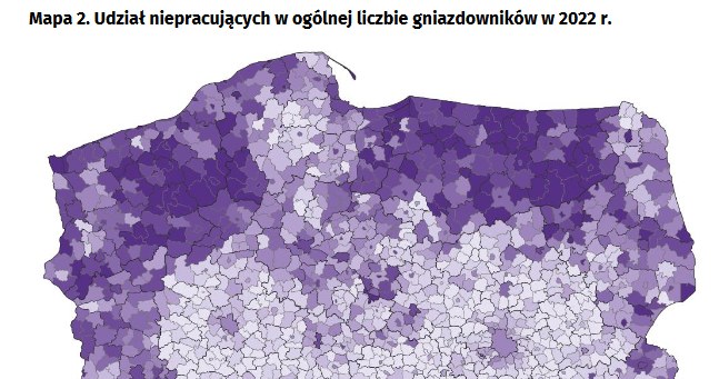 Udział niepracujących gniazdowników jest najmniejszy w centralnej Polsce /GUS /