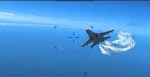 Ujawniono nagranie zderzenia rosyjskiego Su-27 z amerykańskim dronem 