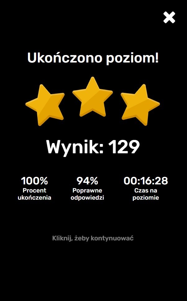Ukończony poziom gry online za darmo Quizzland /Click.pl