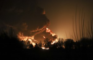 Ucraina.  Edifici a diversi piani sono stati distrutti nei bombardamenti vicino a Kiev