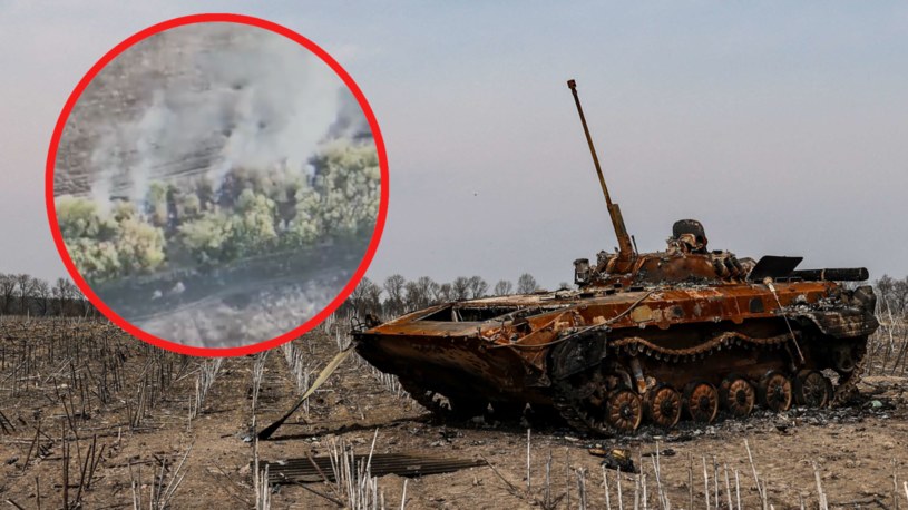 Ukraińcy pokazali jak za pomocą amunicji kasetowej niszczą całą grupę rosyjskich wozów bojowych /RONALDO SCHEMIDT / AFP /AFP