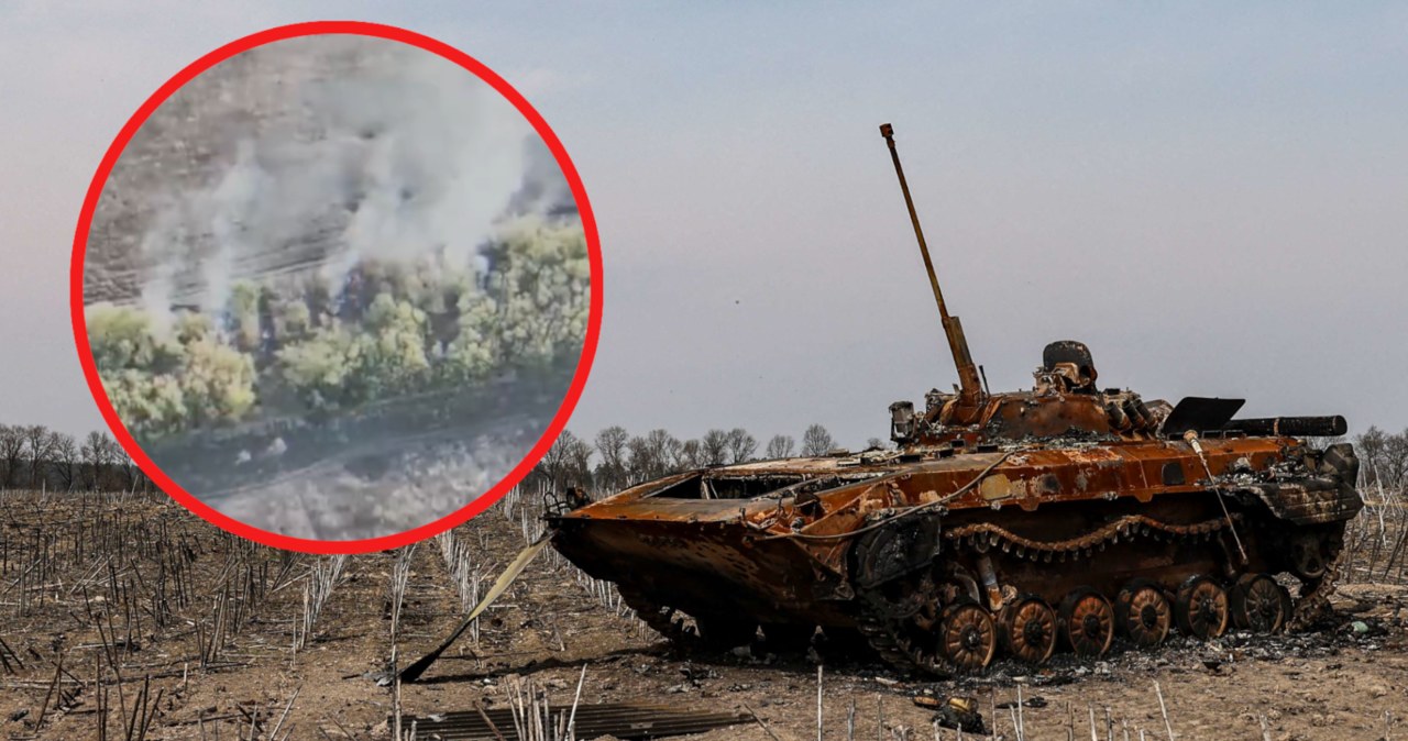 Ukraińcy pokazali jak za pomocą amunicji kasetowej niszczą całą grupę rosyjskich wozów bojowych /RONALDO SCHEMIDT / AFP /AFP