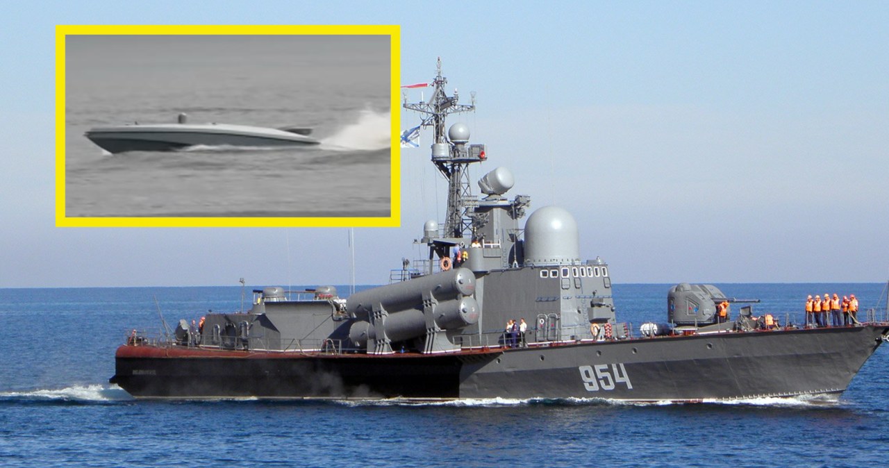 Ukraińcy zatopili rosyjski okręt wart miliony dolarów dronem za kilka tysięcy /@Pegasus15056622 /Twitter