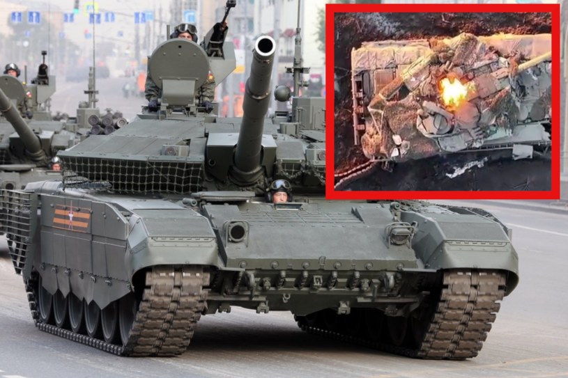 Ukraińcy zniszczyli kolejny rosyjski czołg T-90M. Użyli do tego nowej wersji "koktajli Mołotowa" w formie balonów /Vitaly Kuzmin /Twitter