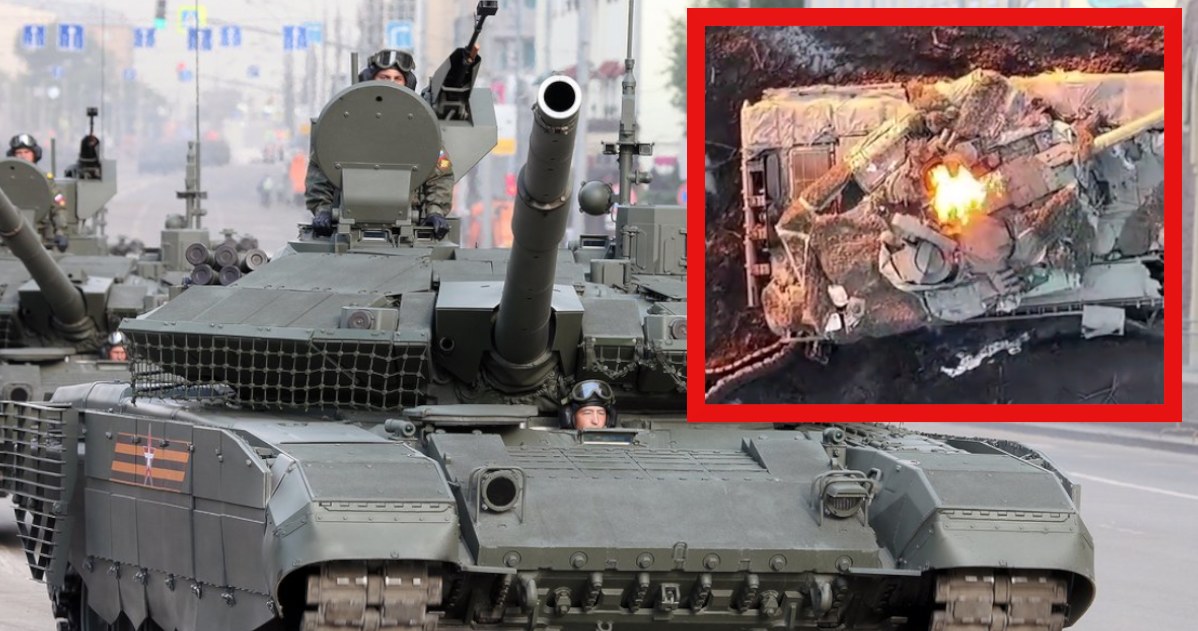 Ukraińcy zniszczyli kolejny rosyjski czołg T-90M. Użyli do tego nowej wersji "koktajli Mołotowa" w formie balonów /Vitaly Kuzmin /Twitter