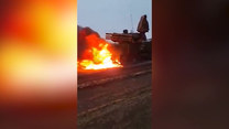 Ukraińscy cywile podpalili rosyjską ciężarówkę z systemem wyrzutni rakiet