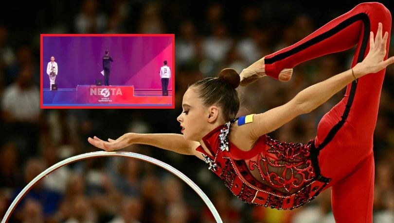 Ukraińska gimnastyczka Taisiia Onofriichuk /LOIC VENANCE/AFP/East News/screen  NEXTA Polska, X /East News