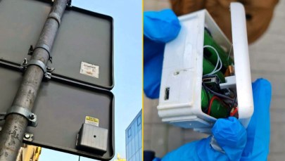 Ukryta kamera w pudełku na znaku drogowym. Obserwowała budynek w centrum Warszawy