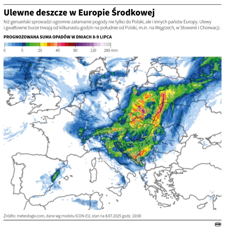 Ulewne deszcze w Europie Środkowej /Michał Czernek /PAP