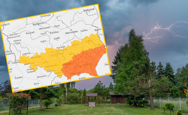 Ulewy, burze, grad i silny wiatr. IMGW ostrzega niemal pół Polski!