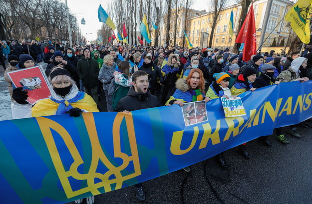 Ulicami Kijowa przeszedł Marsz Jedności dla Ukrainy /EPA/SERGEY DOLZHENKO /PAP/EPA