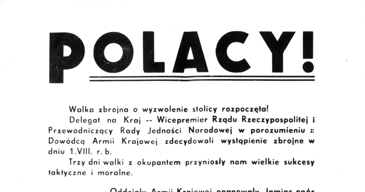 Ulotka dowództwa Armii Krajowej wydana trzy dni po rozpoczęciu powstania /Z archiwum Narodowego Archiwum Cyfrowego