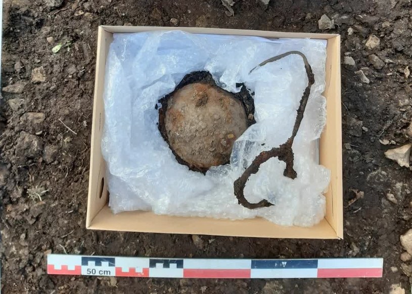 Umbo znalezione w grobie przez norweskich archeologów. Te elementy drewnianych tarcz są często ich jedyną pozostałością /Biuro Zarządzania Dziedzictwem Kulturowym Gminy Oslo