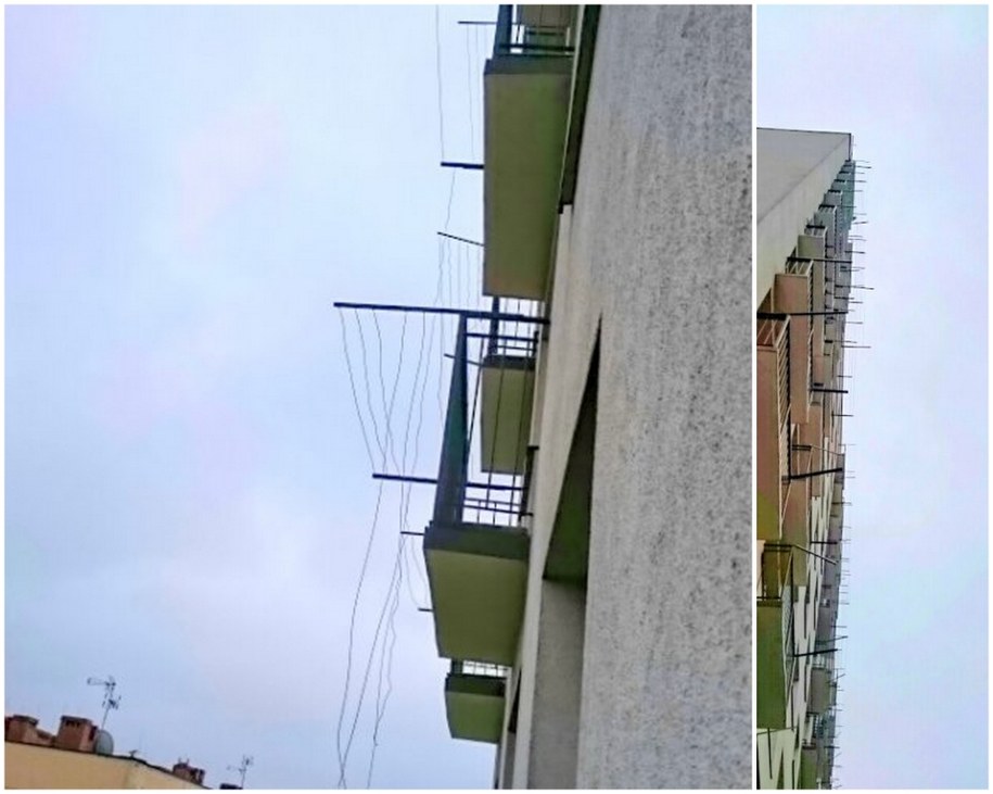 Upadek spowalniały sznury do  suszenia prania przymocowane na niektórych balkonach /Anna Kropaczek /RMF FM