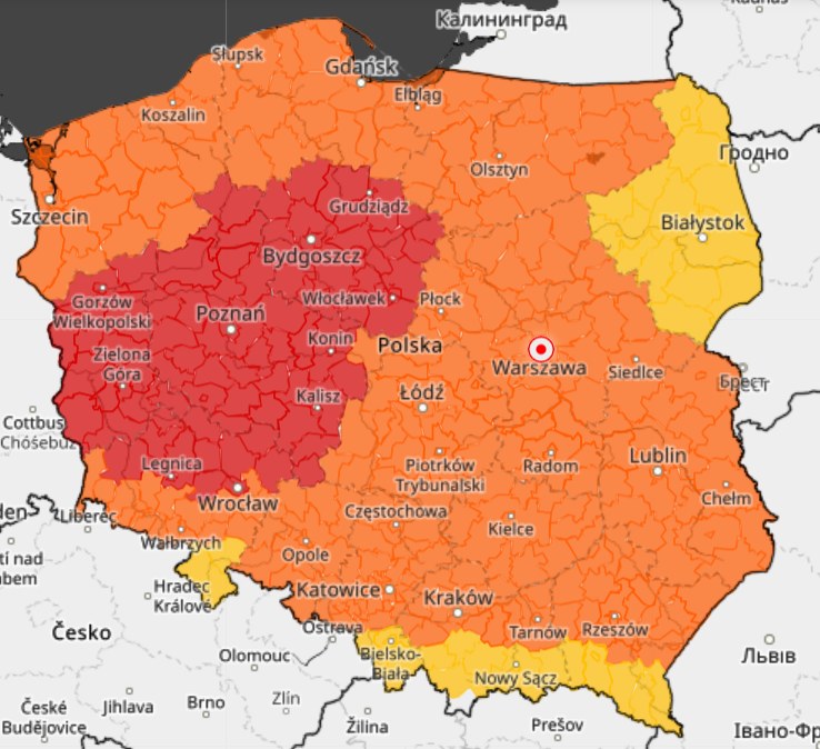 Upały w Polsce mają utrzymać się co najmniej do czwartku. IMGW zapowiada wysokie temperatury 21 lipca w całym kraju. /IMGW-PIB / imgw.pl /materiał zewnętrzny