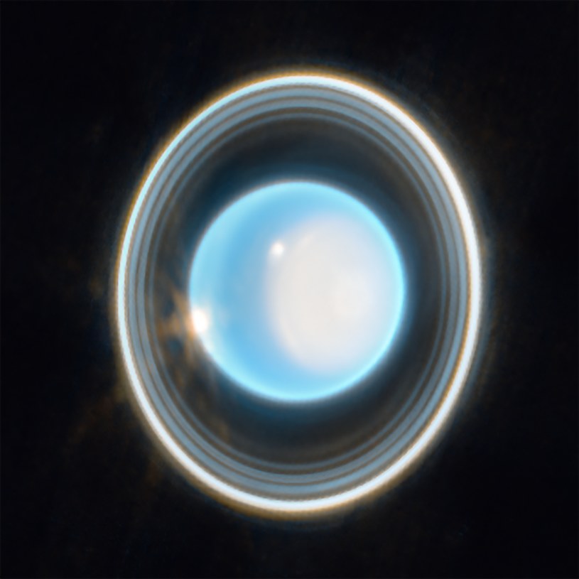 Uran uchwycony przez Teleskop Jamesa Webba. Zdjęcie zostało zrobione 6 lutego, jednak przed publikacją potrzebowało specjalnej korekty /NASA