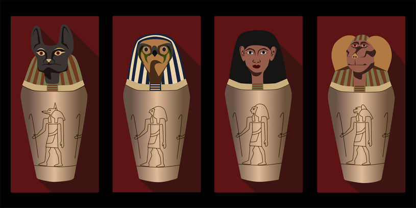 Urny przedstawiające synów Horusa. Początkowo to w nich przechowywano organy wyjęte z ciała podczas mumifikacji /123RF/PICSEL