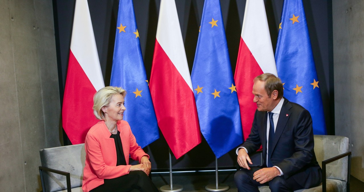 Ursula von der Leyen i Donald Tusk podczas Europejskiego Kongresu Gospodarczego w Katowicach /Jarek Praszkiewicz /PAP