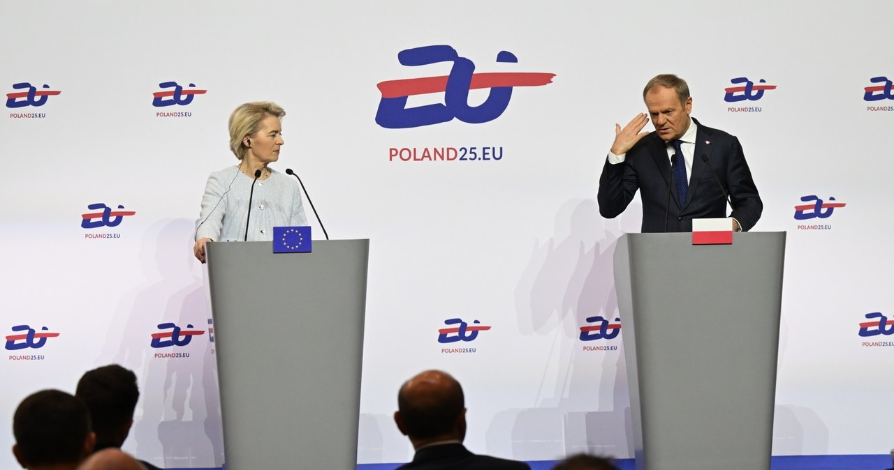 Ursula von der Leyen i Donald Tusk / 	Adam Warżawa    /PAP