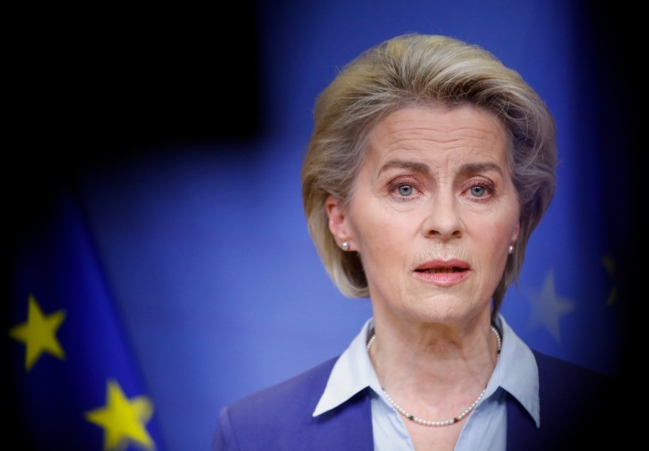 Ursula von der Leyen w trakcie konferencji prasowej /JOHANNA GERON / POOL /PAP/EPA